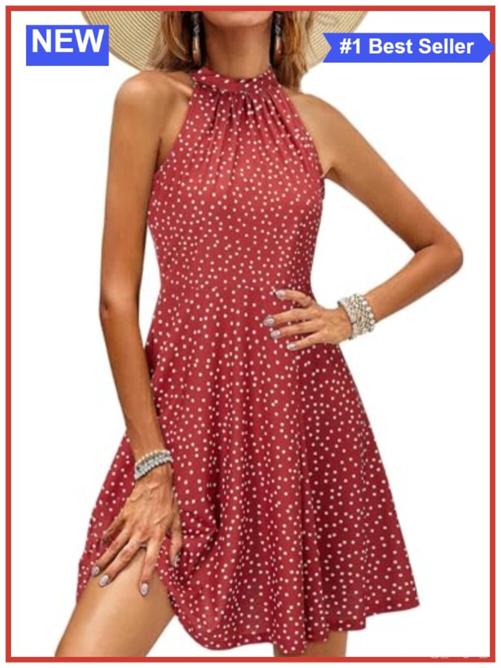 Halter Neck Floral Sundress A-Line Knee-Length Casual Summer Vacation